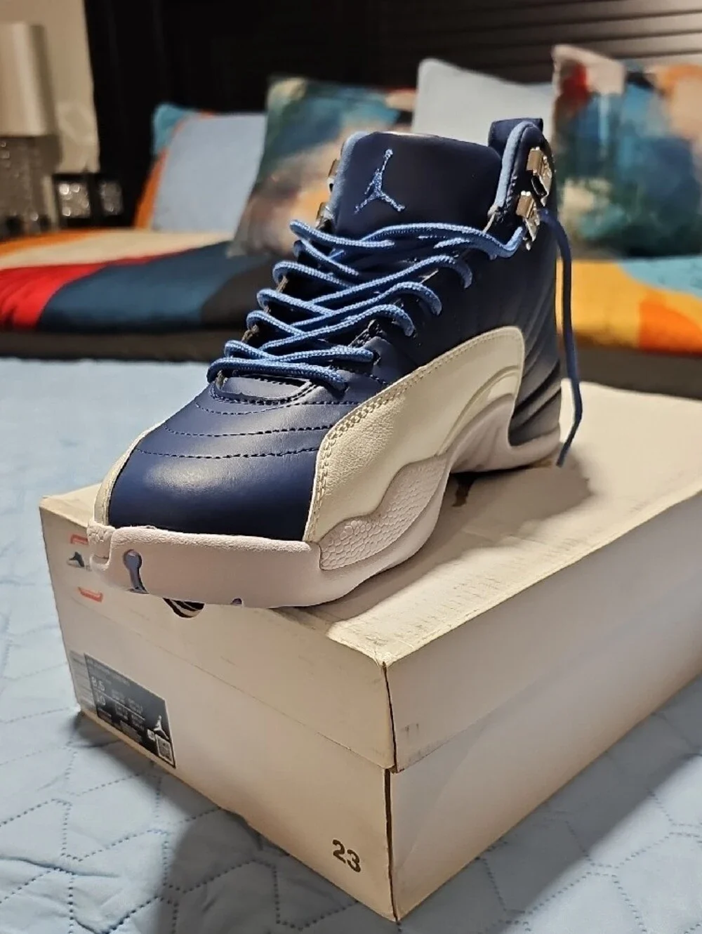 Blue and White Air Jordans 12 Retro